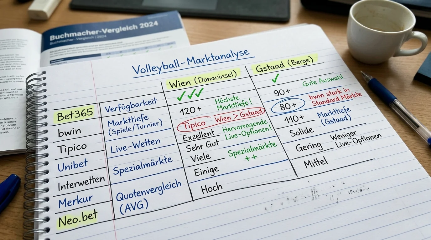 Buchmacher-Vergleich Wien und Gstaad Major – Wettmarkt-Abdeckung und Quotentiefe bei deutschen Anbietern