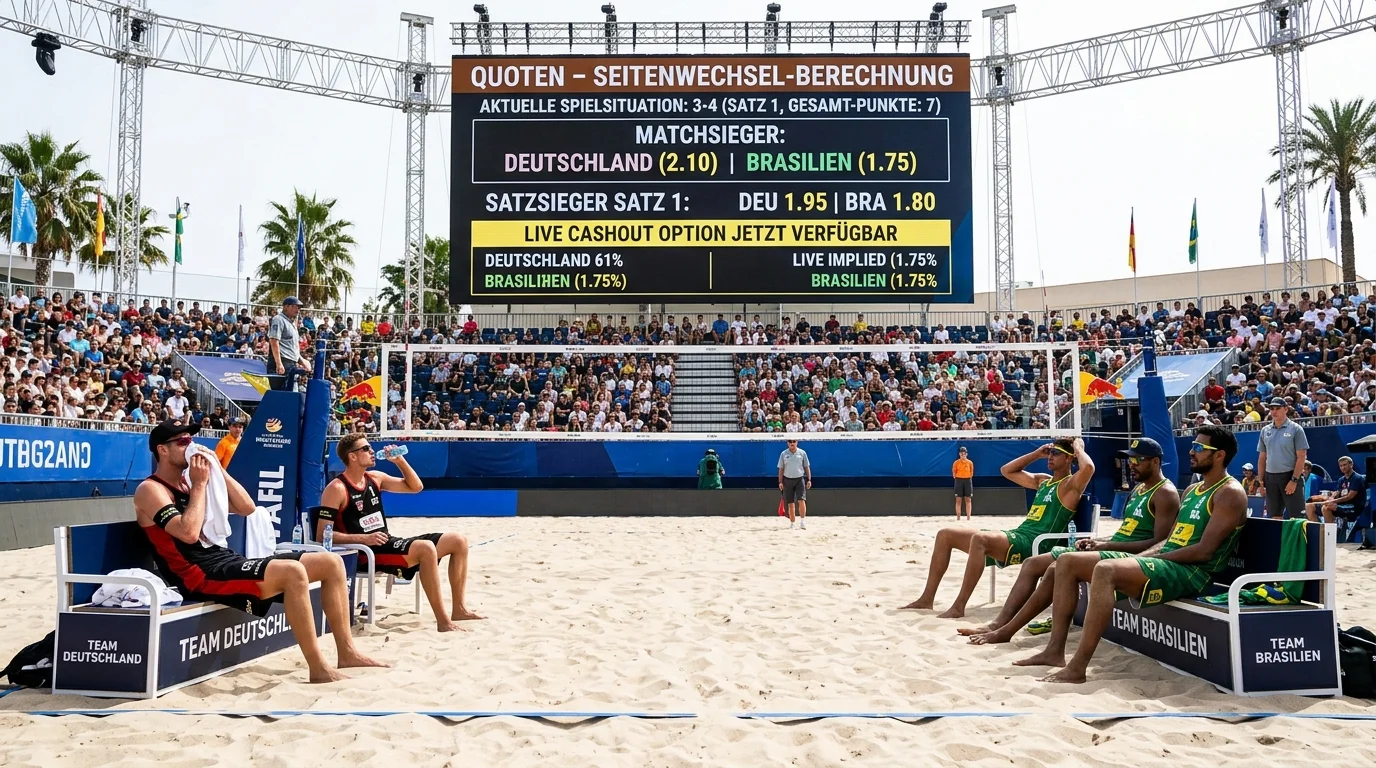 Cashout-Preiskalkulation beim Beachvolleyball – Formel, Buchmacher-Marge und fairer Gegenwartswert