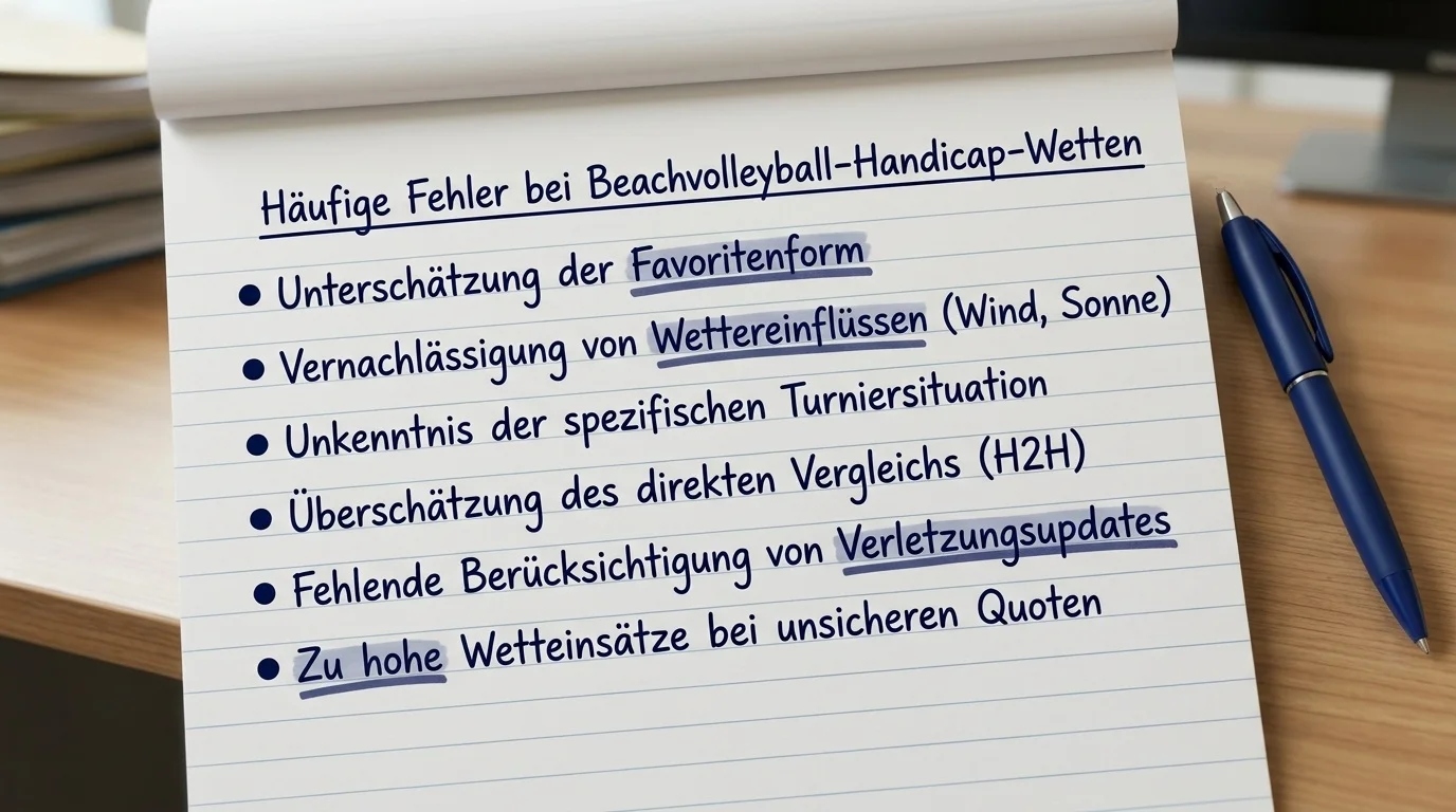 Typische Fehler bei Beachvolleyball Handicap-Wetten: Liste mit häufigen Analysefehlern