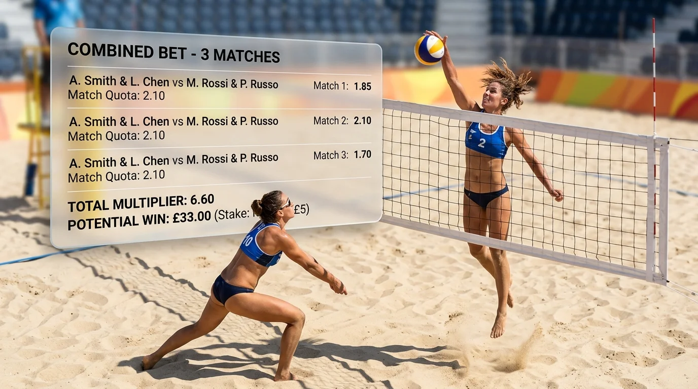 Beachvolleyball Kombiwette Wettschein mit mehreren kombinierten Matches und gesteigerter Quote