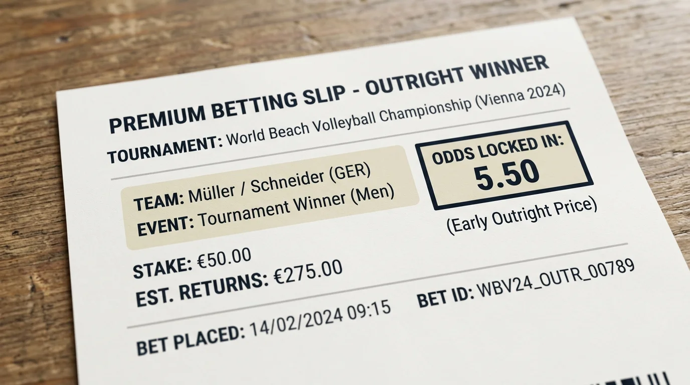 Beachvolleyball Outright-Quote auf Turniersieger: Frühzeitige Langzeitwette mit festgeschriebener Quote