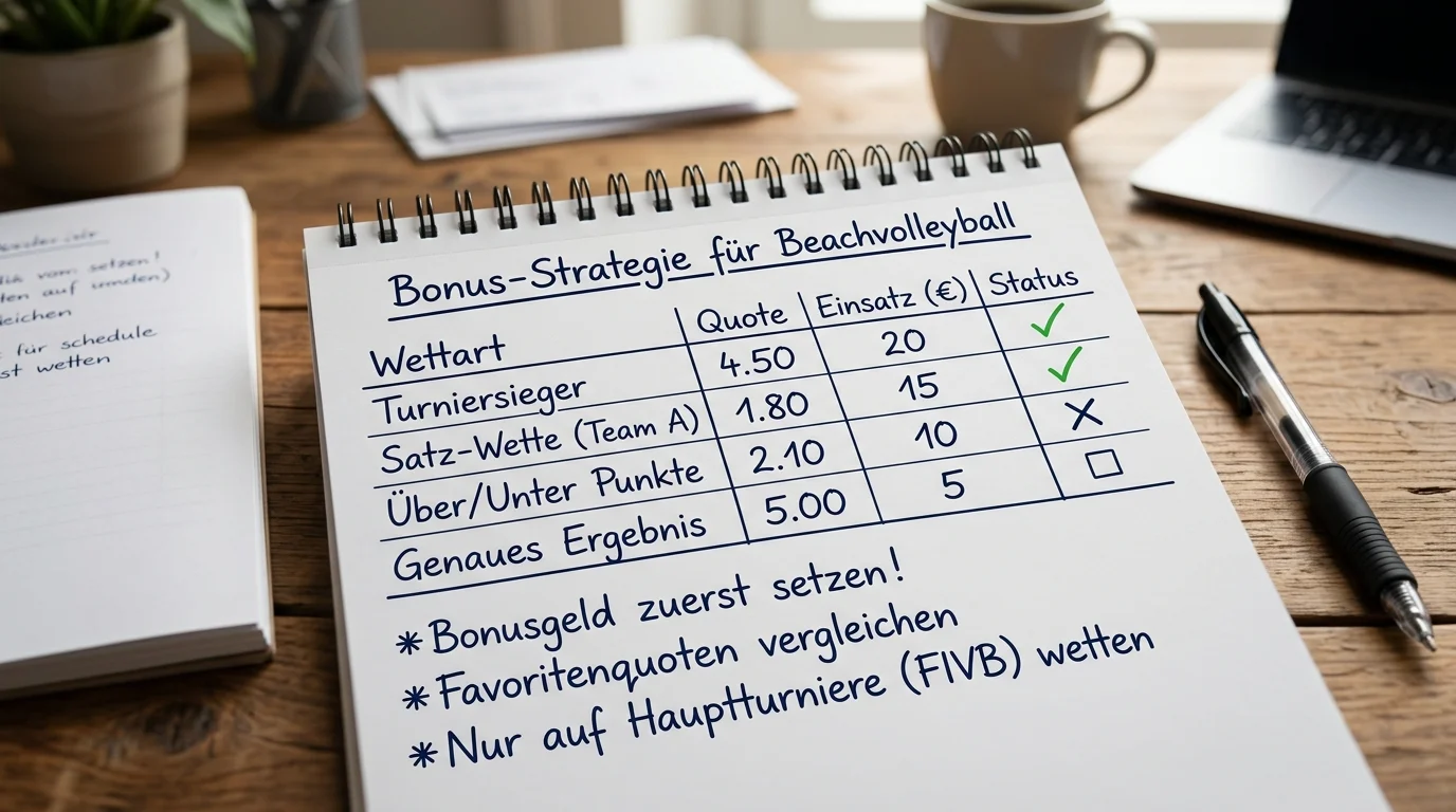 Wettbonus-Strategie für Beachvolleyball-Wetten – Bonusguthaben und Freiwetten effizient einsetzen