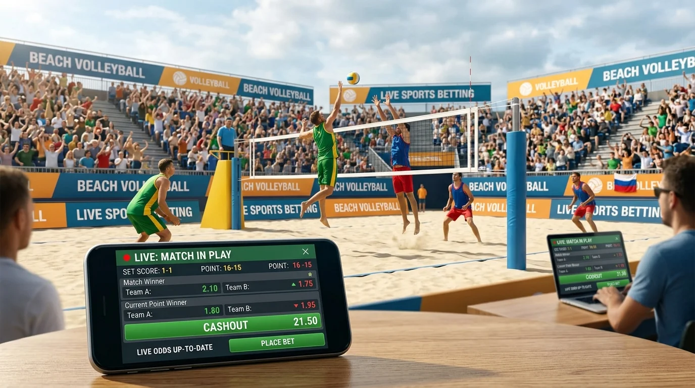 Beachvolleyball Live-Wetten online – Echtzeit-Quoten und In-Play-Märkte bei GGL-lizenzierten Online-Buchmachern