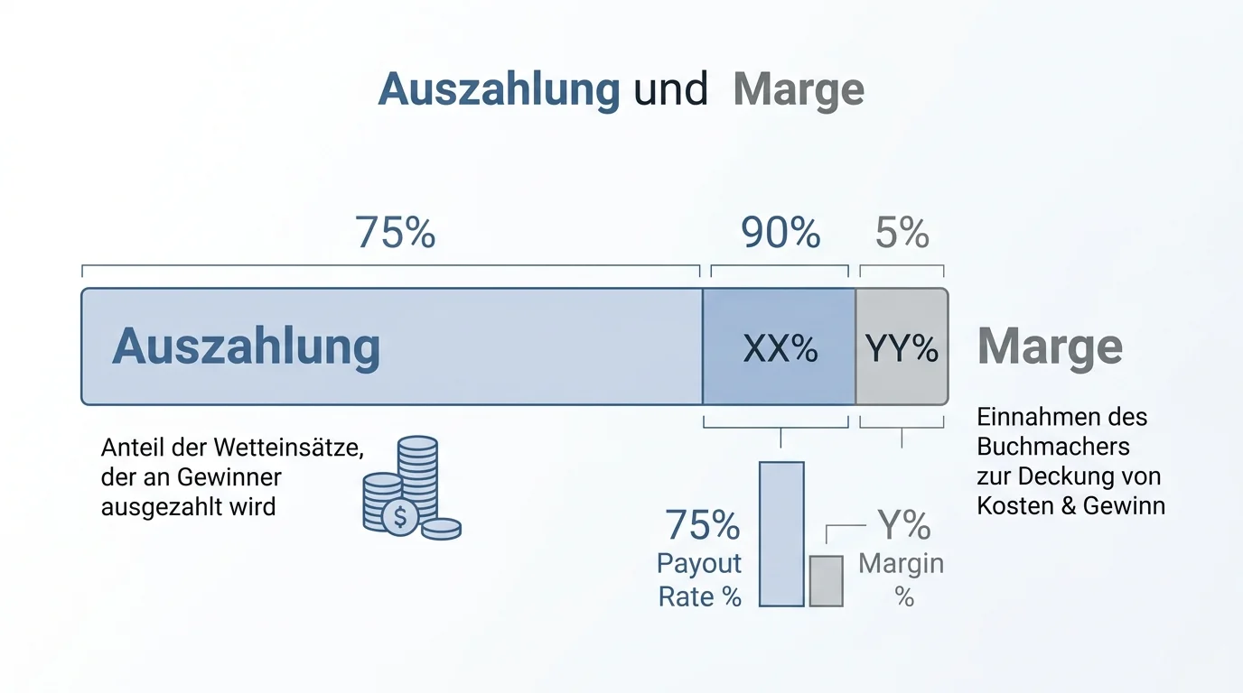 Visualisierung des Beachvolleyball-Quotenschlüssels – Auszahlungsquote von 93,5 bis 95 Prozent im Vergleich