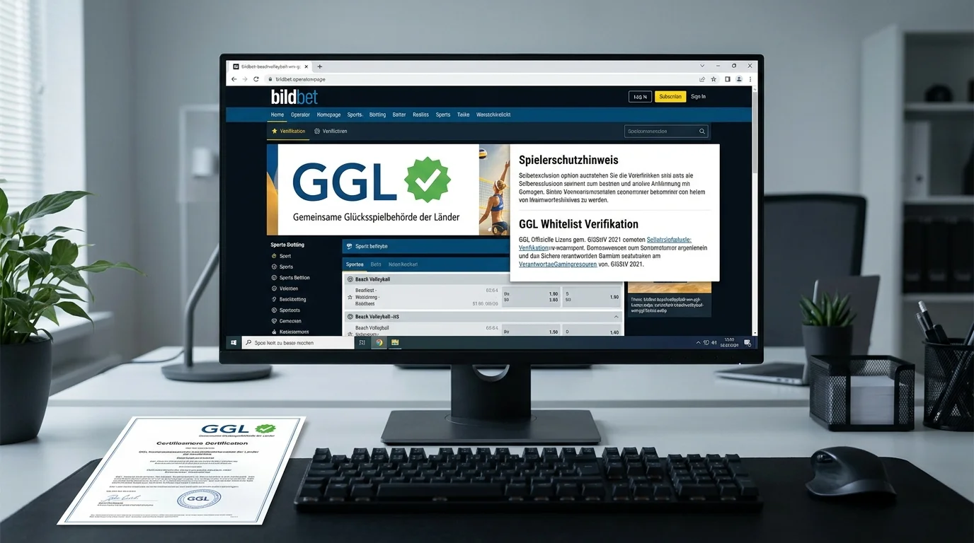 GGL-Lizenznachweis für BildBet mit Whitelist-Status und Spielerschutzhinweis nach GlüStV 2021