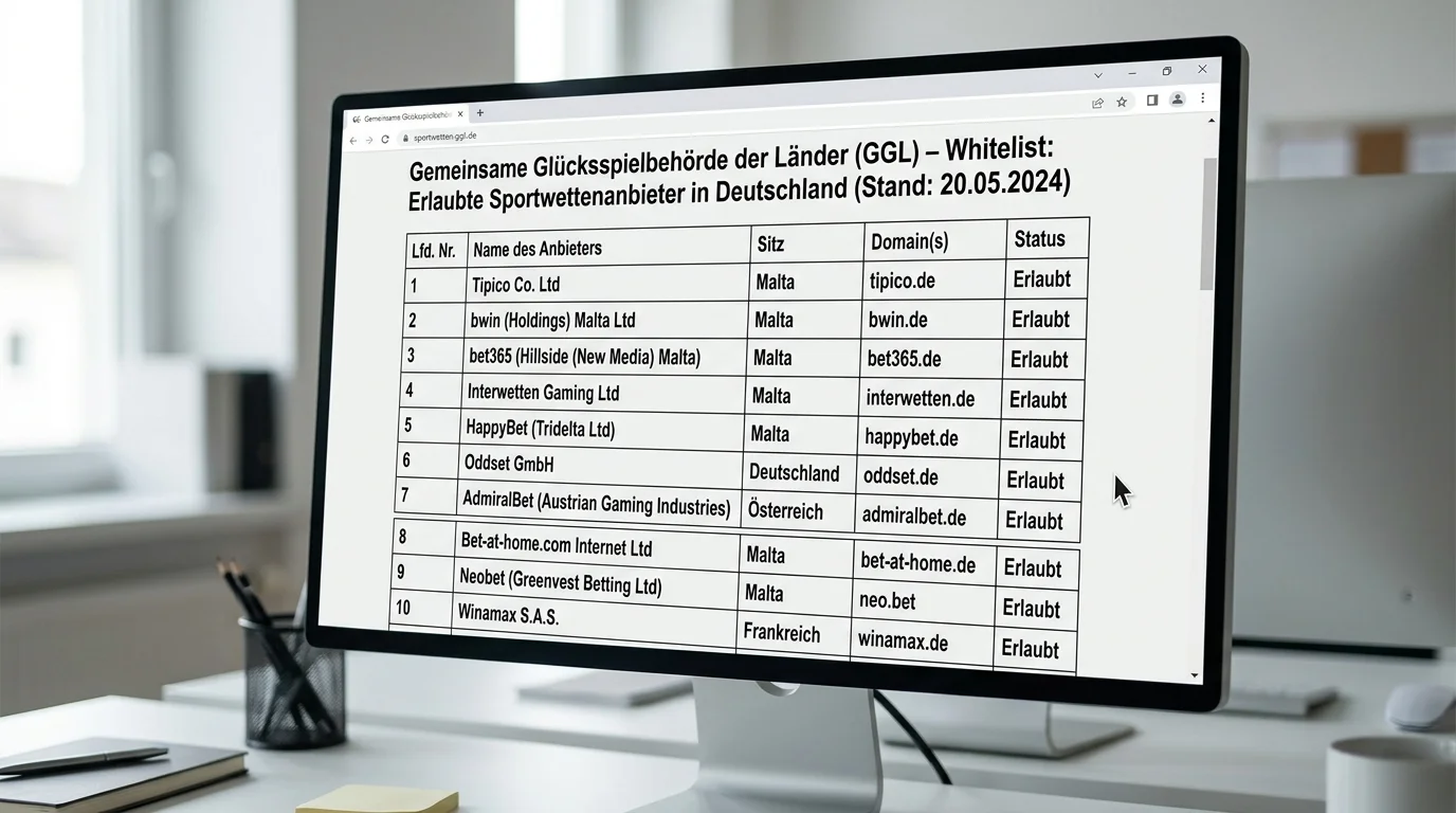 GGL-Whitelist Deutschland – lizenzierte Sportwetten-Anbieter und Verfahren zur Überprüfung der Lizenz